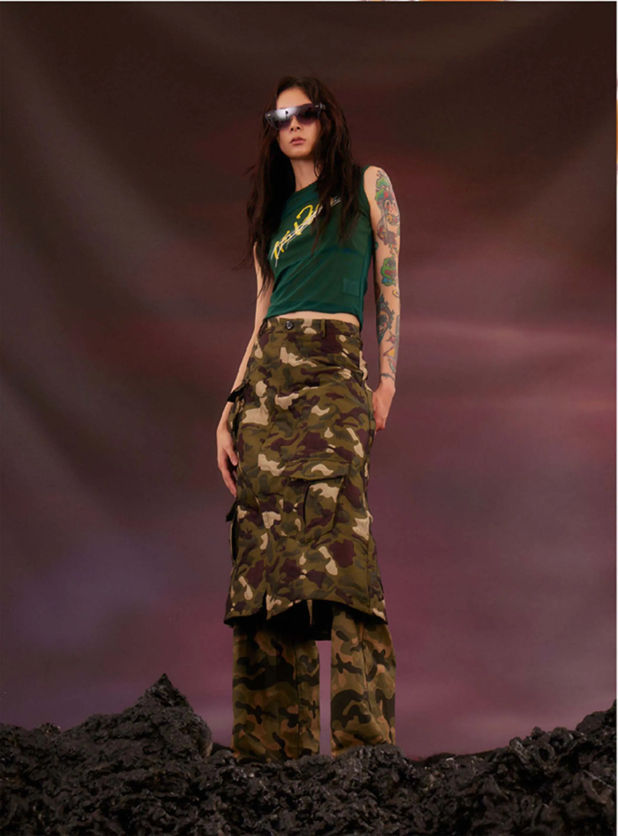 Military Style Skirt Pants